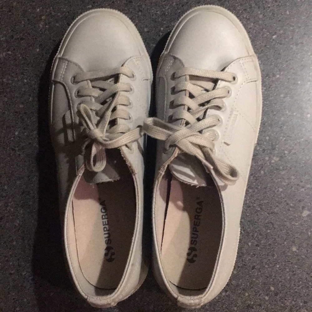 Grey, Leather Superga Sneakers